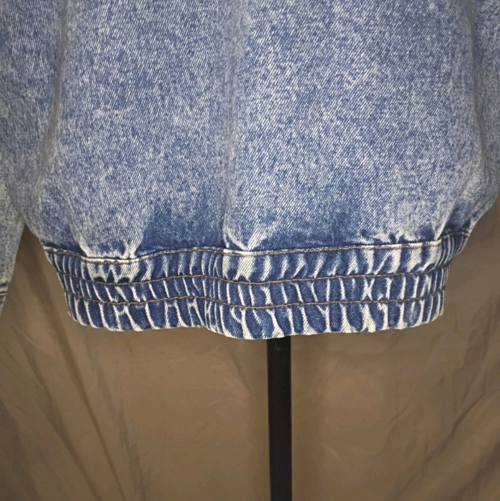 Acid Wash High Quality Denim Jacket Artisan Designed Bomber Style Men's Large - Picture 8 of 13